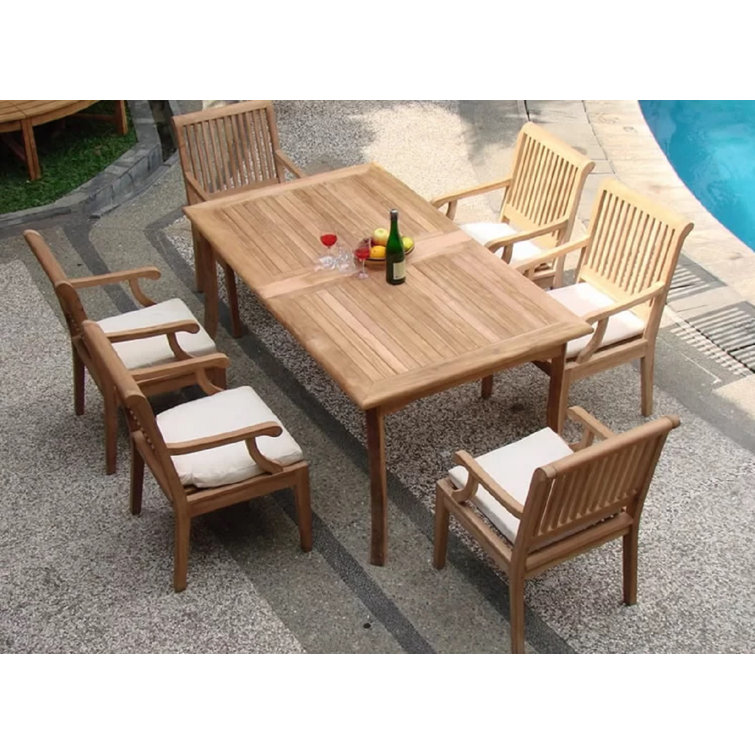 Rosecliff Heights Nahua 6 - Person Rectangular Teak Outdoor Dining Set ...